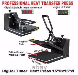 HEAT PRESS 15X15 TRANSFER SUBLIMATION + CANON PRINTER T-SHIRT MAKER START PAKc