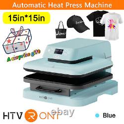 HTVRONT 15x15 Auto T-Shirt Heat Press Machine Digital Transfer Sublimation Hat