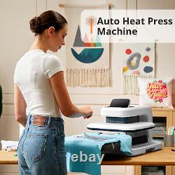 HTVRONT Auto Heat Press 2-Digit 15x15 for T Shirt Printing Adjustable Pressure