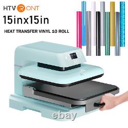 HTVRONT Auto Heat Press Machine 15 x 15 Digital Transfer+10 Heat Transfer Vinyl