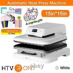 HTVRONT Auto Heat Press Machine Digital Sublimation T-Shirt Plate Hat 15x15 US