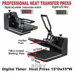 Heat Press 15 X15 Transfer Sublimation + Canon Printer T-shirt Print Start Kit