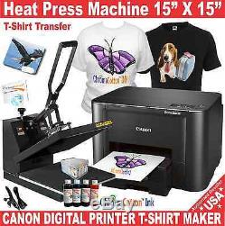 Heat Press 15x15 Transfer Sublimation + Canon Printer T-shirt Maker Starter