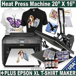 Heat Press 20x16 Machine Plus Epson Printer Ink Cis T-shirt Maker Start Pack