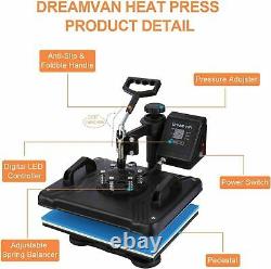 Heat Press 8 in 1 Tshirts Press Machine 360° Swing Away Clamshell Printing
