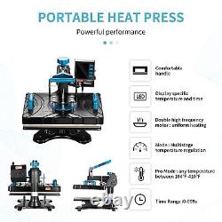 Heat Press Machine 12X15, 5 in 1 Digital Transfer T-Shirts Hat Mug Plate Cap