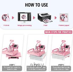 Heat Press Machine 12X15 Inch, Heat Press Machine for T-Shirts, 8 in 1 Heat Pres