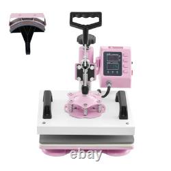 Heat Press Machine 12x10 in 2 in 1 with Hat Press for T-Shirts Caps Pink