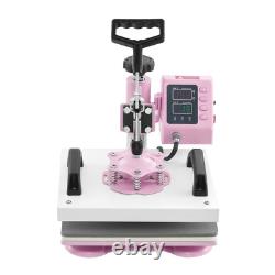 Heat Press Machine 12x10 in 2 in 1 with Hat Press for T-Shirts Caps Pink