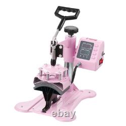Heat Press Machine 12x10 in 2 in 1 with Hat Press for T-Shirts Caps Pink