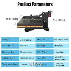 Heat Press Machine 15 x 15 DIY T-shirt Sublimation Digital Transfer Machine