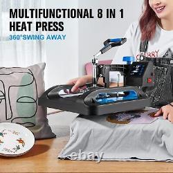 Heat Press Machine 8 in 1 15x12+30OZ Tumbler Press Sublimation T-shirt Mug Hat