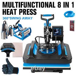 Heat Press Machine 8 in 1 15x12 Sublimation Transfer T-Shirt /Mug/Plate Hat