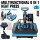 Heat Press Machine 8 In 1 15x12 Sublimation Transfer T-shirt /mug/plate Hat