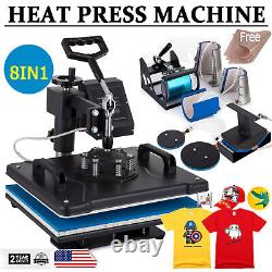 Heat Press Machine 8-in-1 Swing Away Digital Sublimation T-Shirt /Mug/Plate Hat