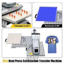 Heat Press Machine Auto Open Clamshell 15x15 SWING AWAY Base T Shirt Heat Press