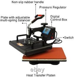 Heat Press Machine Swing Away Digital Sublimation T-Shirt Mug Hat Plate 8 IN 1