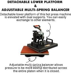 Heat Press Machine Swing Away Digital Sublimation T-Shirt Mug Hat Plate 8 IN 1