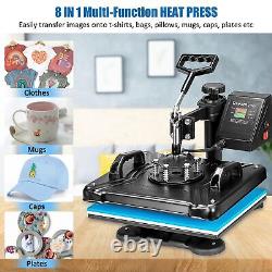 Heat Press Machine for Tshirts 8 in 1 Heat Transfer Machine 12 X 15 Digit