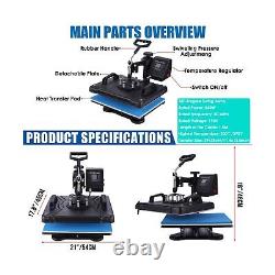 Heat Press Machine for Tshirts, 8 in 1 Heat Transfer Machine, 12 X 15 Digit