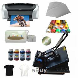 Intbuying Heat Press Machine Printer Inkjet Paper Ink CISS T-shirts Vinyl CD NEW