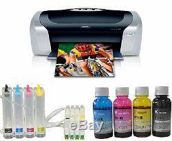 NEW Epson Stylus C88+ printer+CISS+Bulk Dye Ink Refil, 400ml Heat Press T-shirts