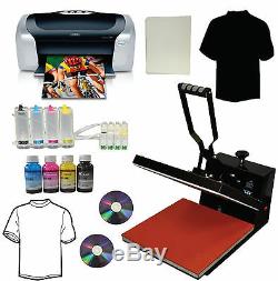 New 15x15 Heat Press, Epson Printer, CISS, Bulk Ink Kit, Heat Press Transfer Tshirt