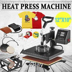 New 5 in 1 Heat Press Machine Swing Away Digital Sublimation T-Shirt /Mug/Plate