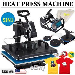 New 5in1 Digital 15X12 Heat Press Transfer Machine Sublimation T-Shirt Cap Mug