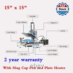 Pickup 9 In 1 Combo 15x15in T-shirt Heat Press Machine for Mug / Pen / Cap Plate