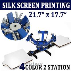 Screen Printing Machine 4 Color 2 Station T-Shirt Silk Screen Press Equipment