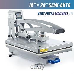 Semi Auto T Shirt Press Magnetic Clamshell Heat Press Machine with 16x20 Heat Pad