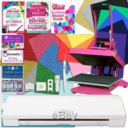 Silhouette Cameo 3 Bluetooth Heat Press T-Shirt Bundle with Pink Heat Press & More