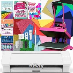 Silhouette White Cameo 4 Heat Press T-Shirt Bundle with Pink Heat Press, HTV