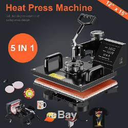 Teflon 12x15 Heat Press Machine 5 in 1 T-Shirts Combo Kit Sublimation Swing