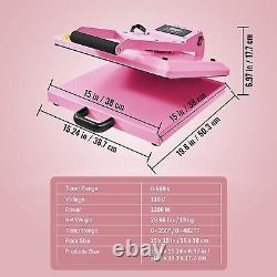 UOKRR Heat Press Machine for T Shirts, 15 x 15 Heat Press for Sublimation(Pink)