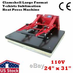 US 110V 24 x 31 Clamshell Large Format T-shirts Sublimation Heat Press Machine
