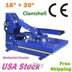 US! 16 x 20 Clamshell T-shirt Heat Press Machine Horizontal Version 110V CE