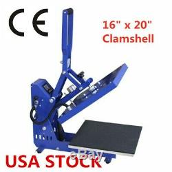 US! 16 x 20 Clamshell T-shirt Heat Press Machine Horizontal Version 110V CE