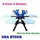 Us-6 Color 6 Station Silk Screen Printing Double Rotary T-shirt Press Printer
