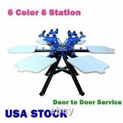 US-6 Color 6 Station Silk Screen Printing Double Rotary T-shirt Press Printer