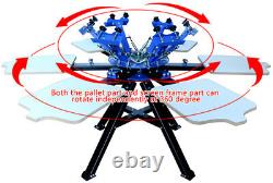 US-6 Color 6 Station Silk Screen Printing Double Rotary T-shirt Press Printer