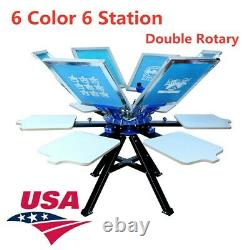 US-6 Color 6 Station Silk Screen Printing Double Rotary T-shirt Press Printer