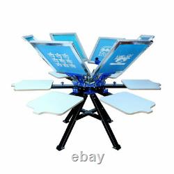 US-6 Color 6 Station Silk Screen Printing Double Rotary T-shirt Press Printer