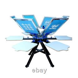 US-6 Color 6 Station Silk Screen Printing Double Rotary T-shirt Press Printer