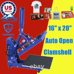 US Stock 16 x 20 Auto-Open Clamshell Heat Press Machine for T-shirts/ Garments