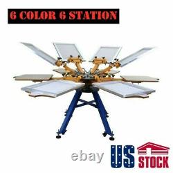 US Stock 6 Color 6 Station Silk Screen Printing Machine T-shirt Press Printer