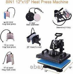 Upgraded 8 in 1 Heat Press Transfer Machine Combo T-Shirt Printing Sublimation