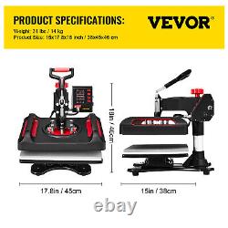 VEVOR 11 in 1 Combo Heat Press 15x12 Sublimation Machine T-Shirt Mug Hat Plate