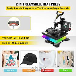 VEVOR 12x10 Heat Press Machine 2 in1 T-shirt Cap Sublimation Print Transfer